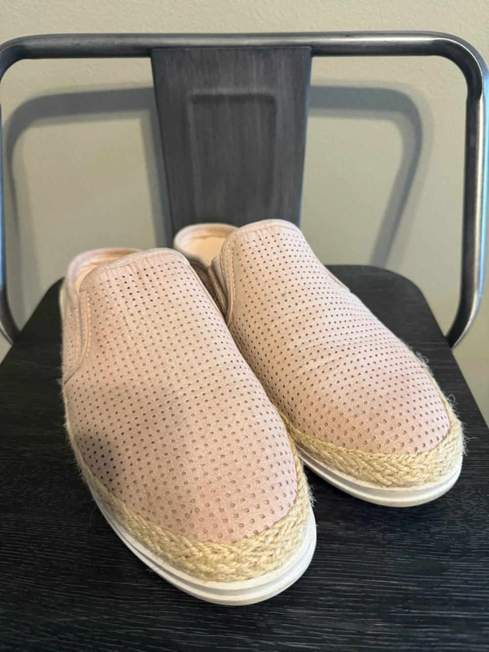 Altar'd State Espadrille Mule Slides Blush Perforated Slip On Size 9